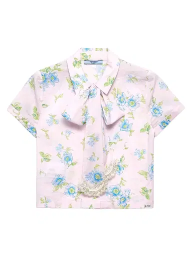Prada Women's Floral Print Batiste Shirt - Pink - Size 12 | Thumbnail 1