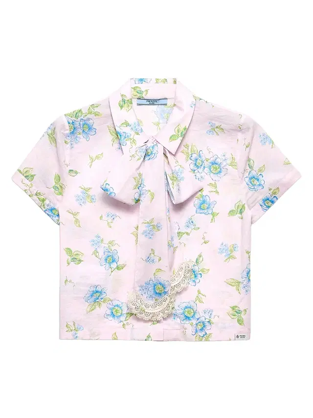 Prada Women's Floral Print Batiste Shirt - Pink