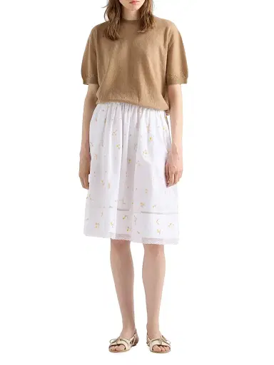 Prada Women's Embroidered Poplin Skirt - White - Size 10 | Thumbnail 2 Prada Women's Embroidered Poplin Skirt - White - Size 10 | Thumbnail 2