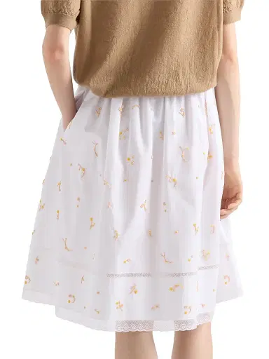 Prada Women's Embroidered Poplin Skirt - White - Size 10 | Thumbnail 4 Prada Women's Embroidered Poplin Skirt - White - Size 10 | Thumbnail 4