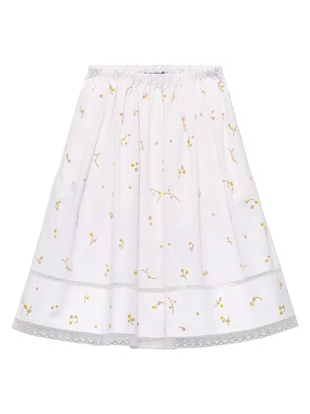 Prada Women's Embroidered Poplin Skirt - White