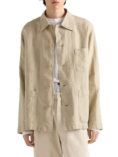 Prada Men's Single-Breasted Linen Jacket - Beige Khaki - Size XXL | Thumbnail 2 Prada Men's Single-Breasted Linen Jacket - Beige Khaki - Size XXL | Thumbnail 2