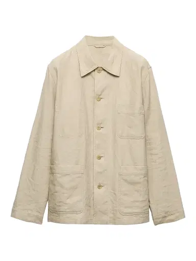 Prada Men's Single-Breasted Linen Jacket - Beige Khaki - Size XXL | Thumbnail 1 Prada Men's Single-Breasted Linen Jacket - Beige Khaki - Size XXL | Thumbnail 1