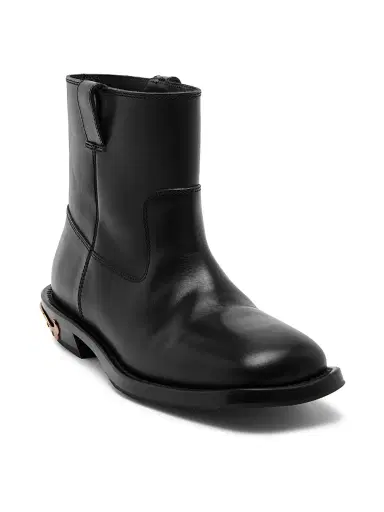 MOSCHINO Men's Leather Logo Spur Ankle Boots - Black - Size 13 | Thumbnail 2 MOSCHINO Men's Leather Logo Spur Ankle Boots - Black - Size 13 | Thumbnail 2
