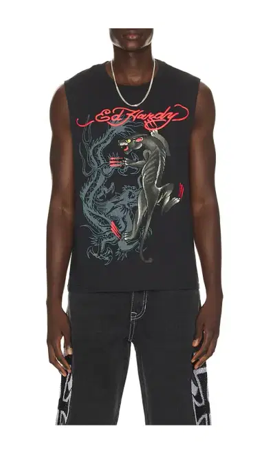 Ed Hardy Panther Rose Cut Off Tee | Thumbnail 1
