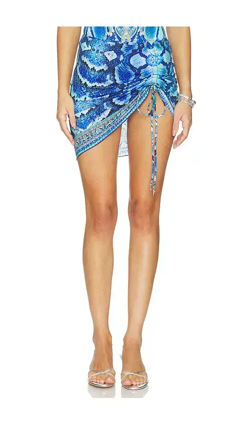 Camilla Ruched Short Sarong With Ring Front Trim
