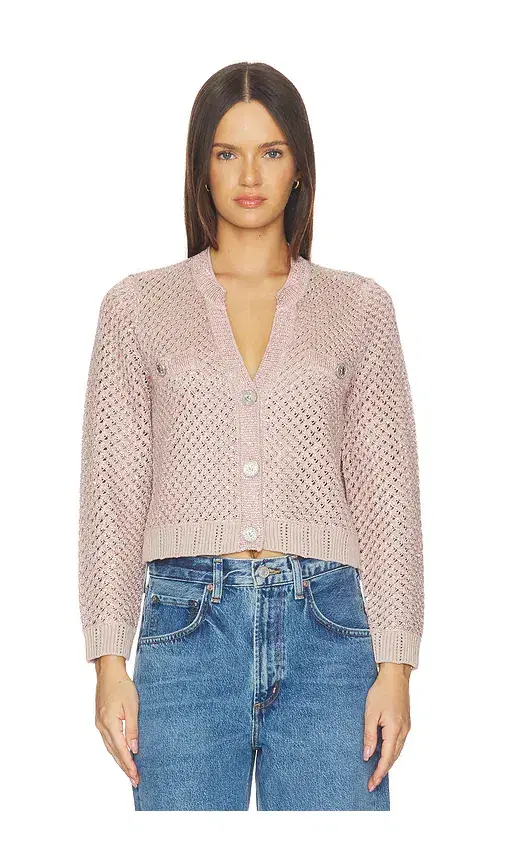 L'AGENCE Blanca Sequin Crop Cardigan
