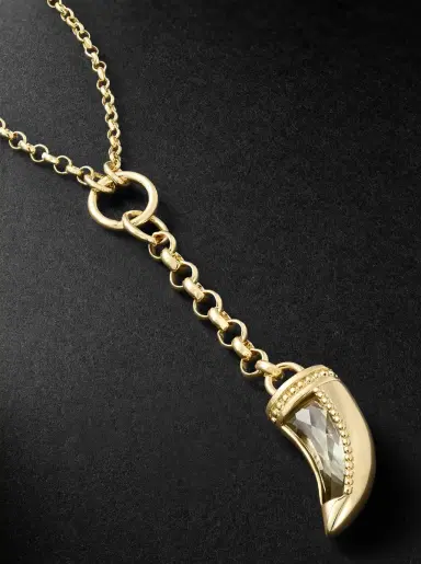Foundrae La Loba Claw Small 18-Karat Gold Prasiolite Pendant Necklace - Men | Thumbnail 5
