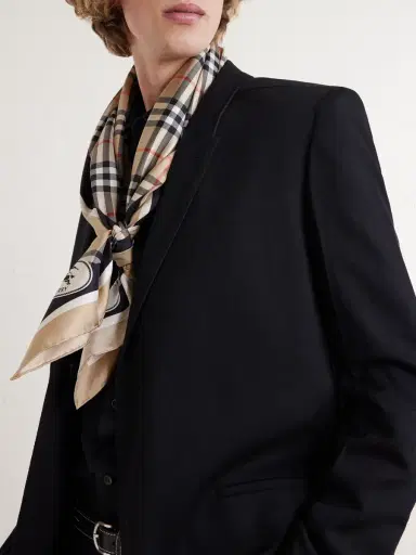 Burberry Logo-Print Checked Silk-Twill Scarf - Men | Thumbnail 3 Burberry Logo-Print Checked Silk-Twill Scarf - Men | Thumbnail 3