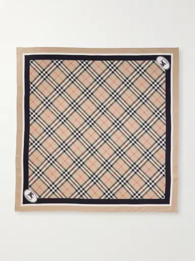 Burberry Logo-Print Checked Silk-Twill Scarf - Men | Thumbnail 5 Burberry Logo-Print Checked Silk-Twill Scarf - Men | Thumbnail 5