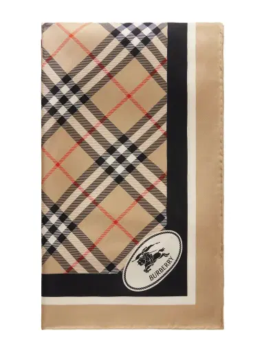Burberry Logo-Print Checked Silk-Twill Scarf - Men | Thumbnail 1 Burberry Logo-Print Checked Silk-Twill Scarf - Men | Thumbnail 1