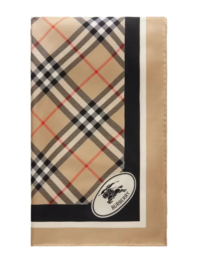 Burberry Logo-Print Checked Silk-Twill Scarf - Men