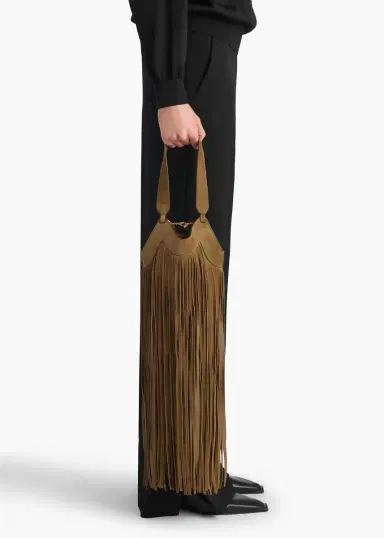 Khaite Nano Lotus Fringe Tote In Mud Suede | Thumbnail 2