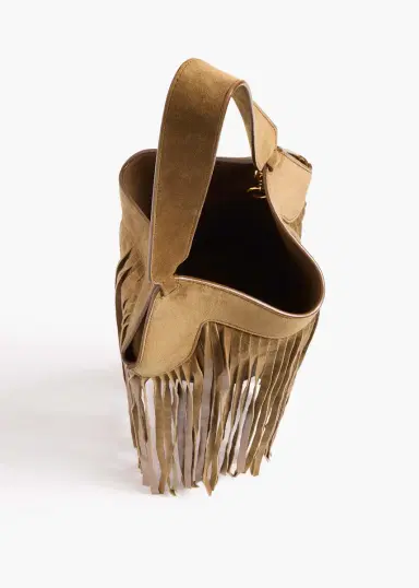 Khaite Nano Lotus Fringe Tote In Mud Suede | Thumbnail 4