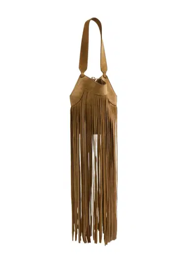 Khaite Nano Lotus Fringe Tote In Mud Suede | Thumbnail 1