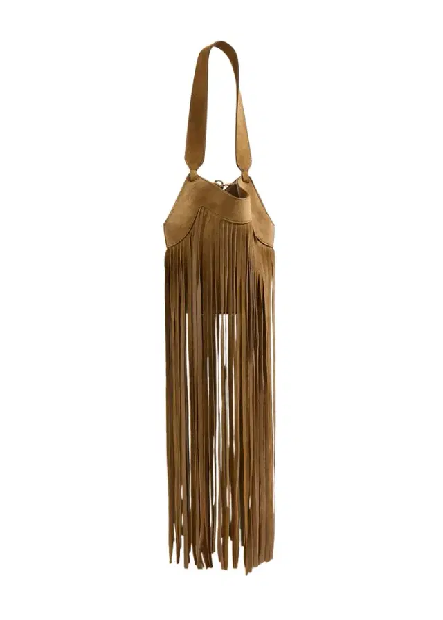 Nano Lotus Fringe Tote In Mud Suede