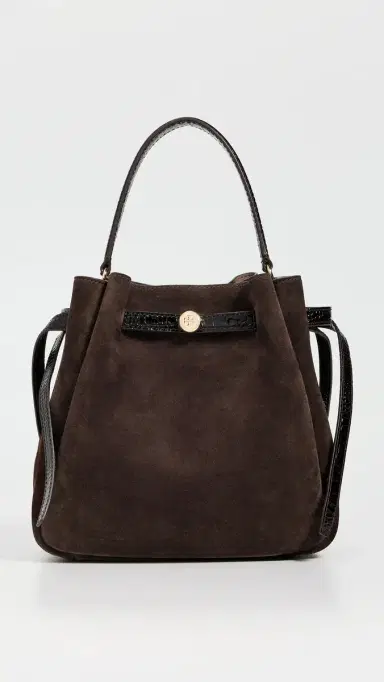 Tory Burch Romy Suede Bucket Bag Dark Cocoa One Size | Thumbnail 2