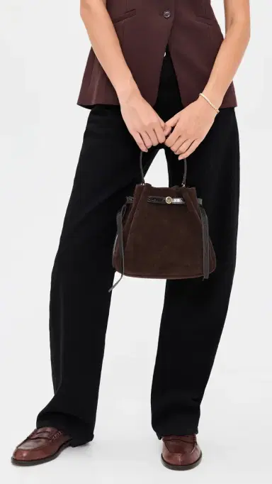 Tory Burch Romy Suede Bucket Bag Dark Cocoa One Size | Thumbnail 3