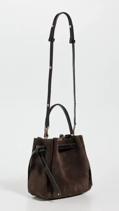 Tory Burch Romy Suede Bucket Bag Dark Cocoa One Size | Thumbnail 4