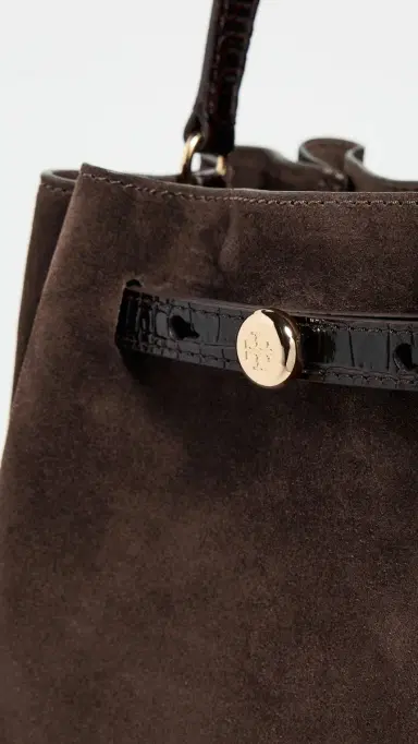 Tory Burch Romy Suede Bucket Bag Dark Cocoa One Size | Thumbnail 5