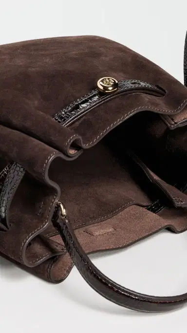 Tory Burch Romy Suede Bucket Bag Dark Cocoa One Size | Thumbnail 6