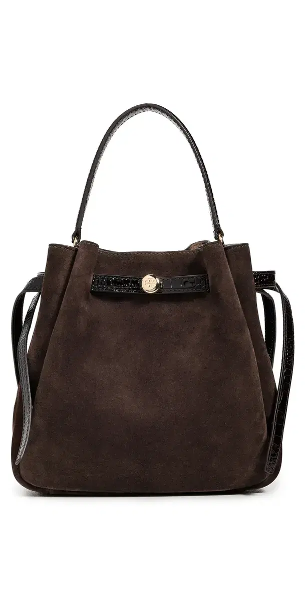 Tory Burch Romy Suede Bucket Bag Dark Cocoa One Size