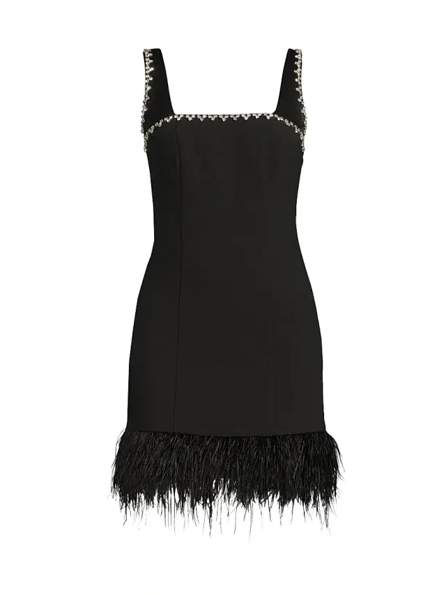 Likely Women's Georgie Feather-Trim Minidress - Black