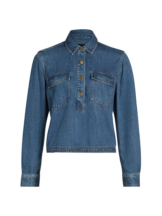 Rails Women's Ports Denim Top - Antique Blue