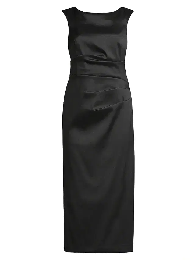 Women's Draped Mikado Sheath Dress - Black