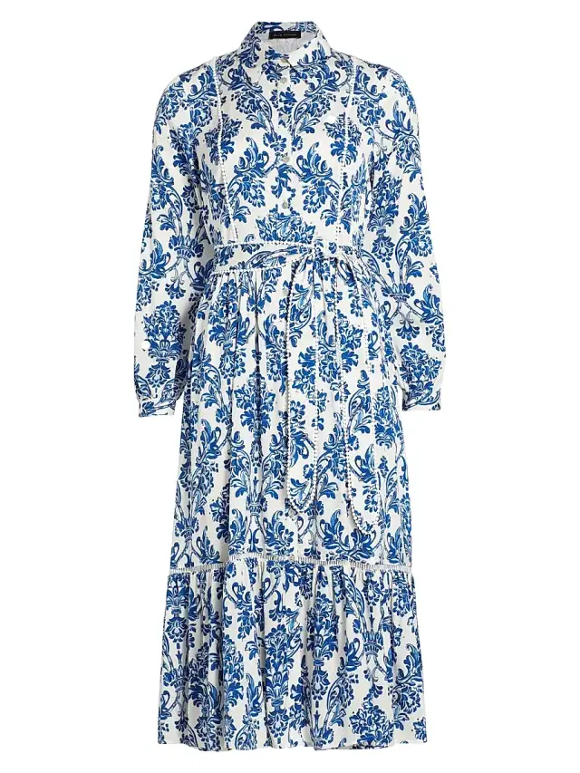 Elie Tahari Women's The Beckett Floral Shirtdress - Porcelain Paisley