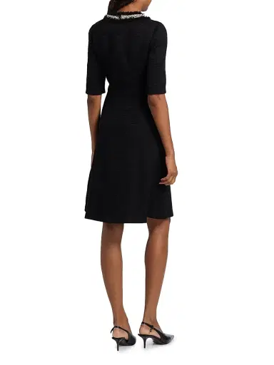 Teri Jon by Rickie Freeman Women's Flower & Faux-Pearl Embellished Bouclé Cocktail Dress - Black - Size 10 | Thumbnail 5