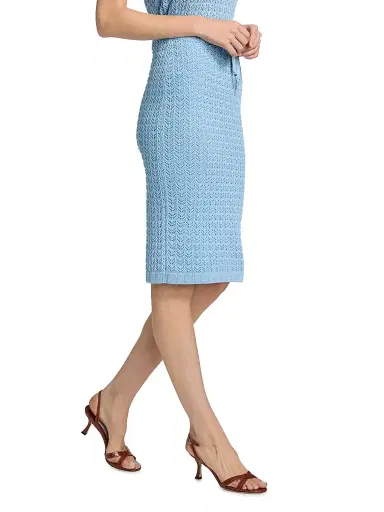 L'AGENCE Women's Lacen Pointelle-Knit Knee-Length Skirt - Pale Blue Gold | Thumbnail 4