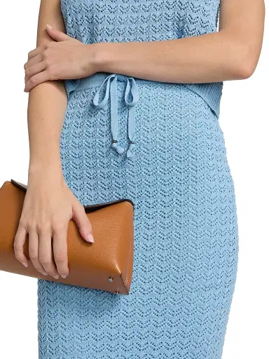 L'AGENCE Women's Lacen Pointelle-Knit Knee-Length Skirt - Pale Blue Gold | Thumbnail 6
