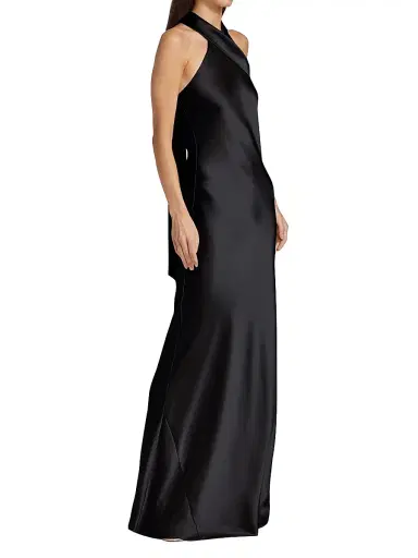 Galvan London Women's Pandora Asymmetrical Bias Cut Dress - Black | Thumbnail 4