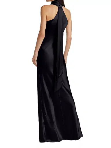 Galvan London Women's Pandora Asymmetrical Bias Cut Dress - Black | Thumbnail 5