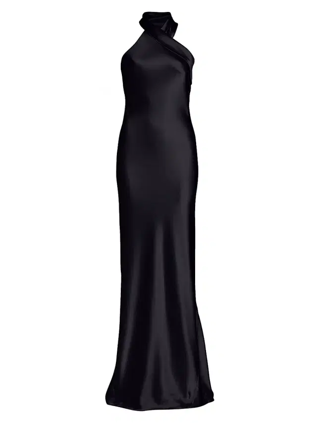 Galvan London Women's Pandora Asymmetrical Bias Cut Dress - Black