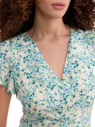 REBECCA TAYLOR Women's Bellamy Floral Silk A-Line Midi-Dress - Cream Multi - Size 8 | Thumbnail 5 REBECCA TAYLOR Women's Bellamy Floral Silk A-Line Midi-Dress - Cream Multi - Size 8 | Thumbnail 5