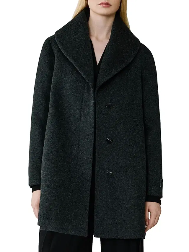 Soia & Kyo Women's Elsa Wool-Blend Shawl Collar Coat - Black Heather - Size Small