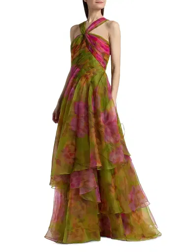 Theia Women's Rosalinda Organza Twisted Halter Gown - Camilia Pop | Thumbnail 2 Theia Women's Rosalinda Organza Twisted Halter Gown - Camilia Pop | Thumbnail 2