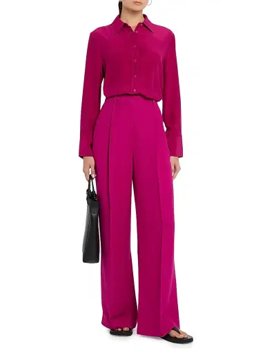 Argent Women's Pleated Twill High-Rise Trousers | Thumbnail 2