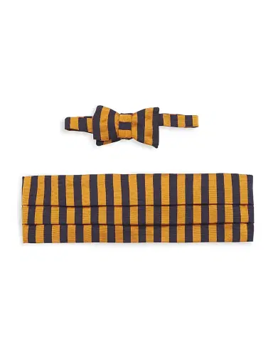 Paul Stuart Men's Silk Striped Bow Tie & Cummerbund Set | Thumbnail 1 Paul Stuart Men's Silk Striped Bow Tie & Cummerbund Set | Thumbnail 1