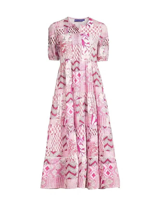 Ro's Garden Women's Daphne Cotton Midi-Dress - Tisha Pink