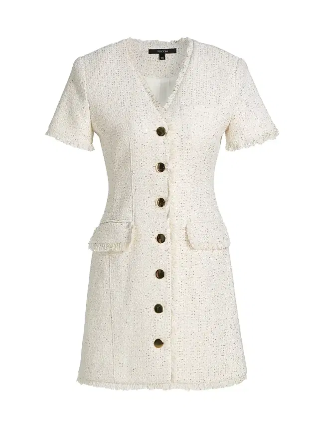 Toccin Women's Phoebe Sequined Tweed Short-Sleeve Minidress -