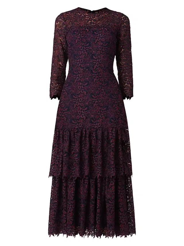 Shoshanna Women's Angeline Lace Maxi Dress - Bordeaux Navy