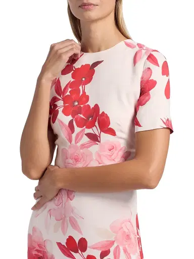 MONIQUE LHUILLIER Women's Ombré Floral Short-Sleeve A-Line Gown - Powder Pink Multi - Size 2 | Thumbnail 6 MONIQUE LHUILLIER Women's Ombré Floral Short-Sleeve A-Line Gown - Powder Pink Multi - Size 2 | Thumbnail 6