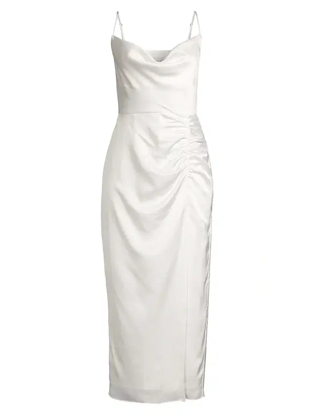 Milly Women's Lilliana Ruched Satin Cowlneck Slipdress - White
