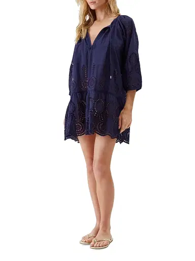 Melissa Odabash Women's Ashley Eyelet Cotton Cover-Up Minidress | Thumbnail 2 Melissa Odabash Women's Ashley Eyelet Cotton Cover-Up Minidress | Thumbnail 2