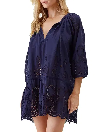Melissa Odabash Women's Ashley Eyelet Cotton Cover-Up Minidress | Thumbnail 3 Melissa Odabash Women's Ashley Eyelet Cotton Cover-Up Minidress | Thumbnail 3