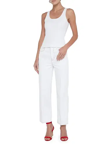 L'AGENCE Women's Adira Rib-Knit Tank - White | Thumbnail 2