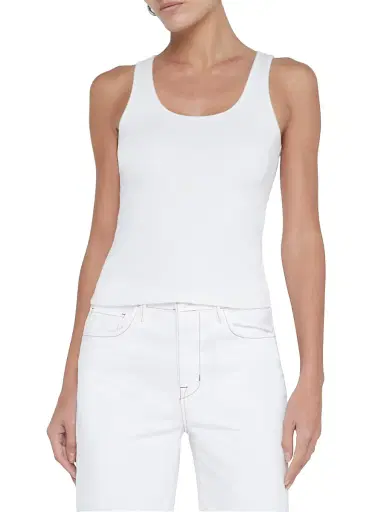 L'AGENCE Women's Adira Rib-Knit Tank - White | Thumbnail 3